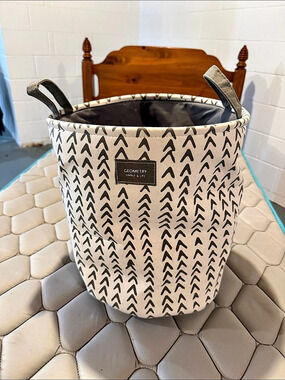 Geometry Geometric Storage Basket in White & Gray